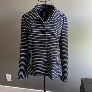 Talbots Navy and White Striped Preppy Nautical Blazer